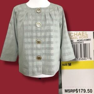 Michael Kors 2008 Cropped collarless NICKEL/COMBO Button Blazer Size medium